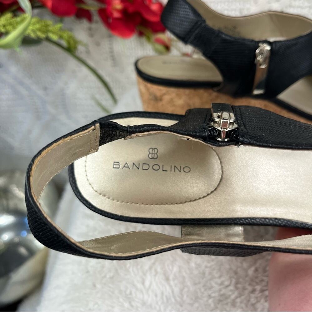 BANDOLINO | Black Textured "Tessa" Wedge Sandals - Picture 12 of 12